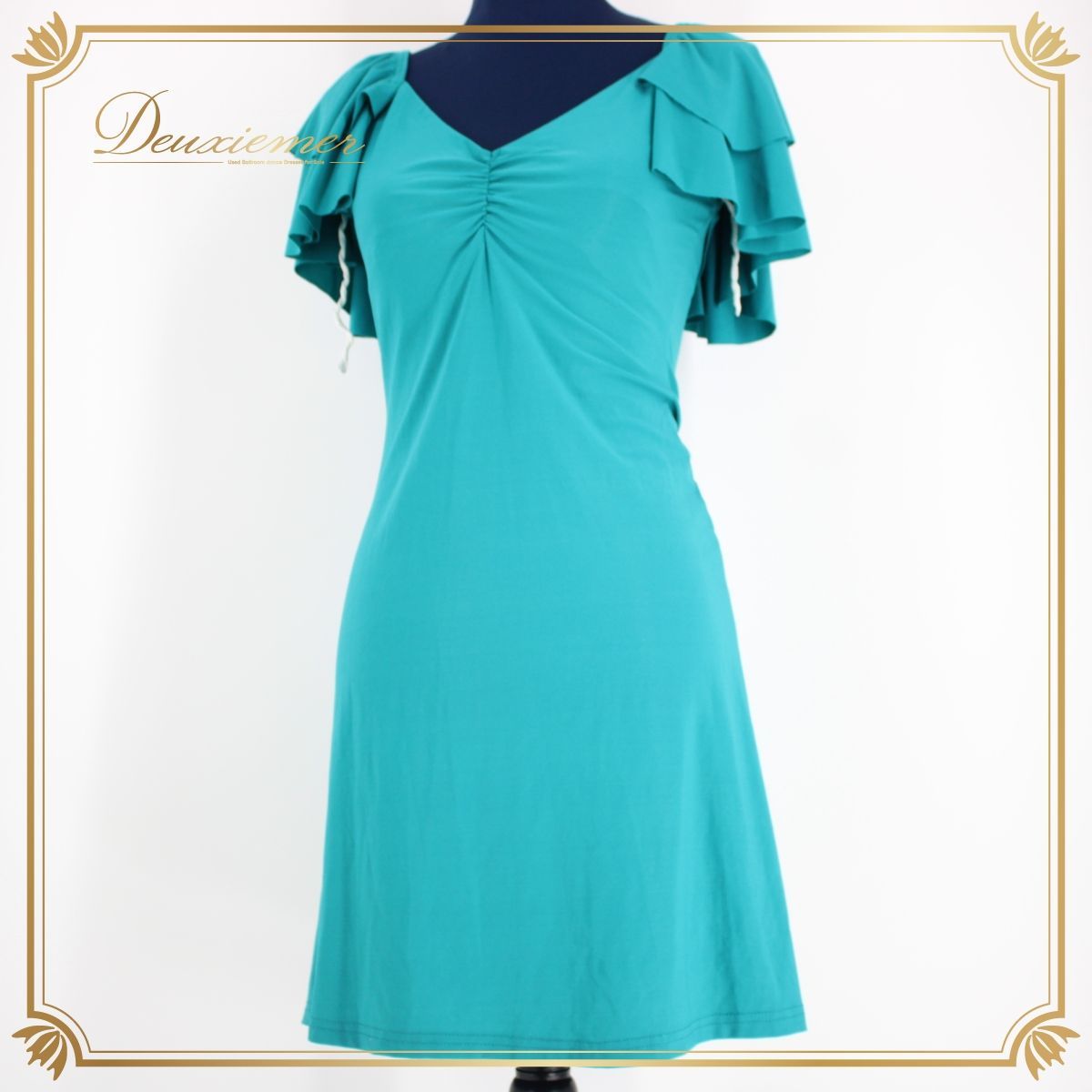 美品 社交ダンス衣装】グリーン系 トップス レッスン パーティー