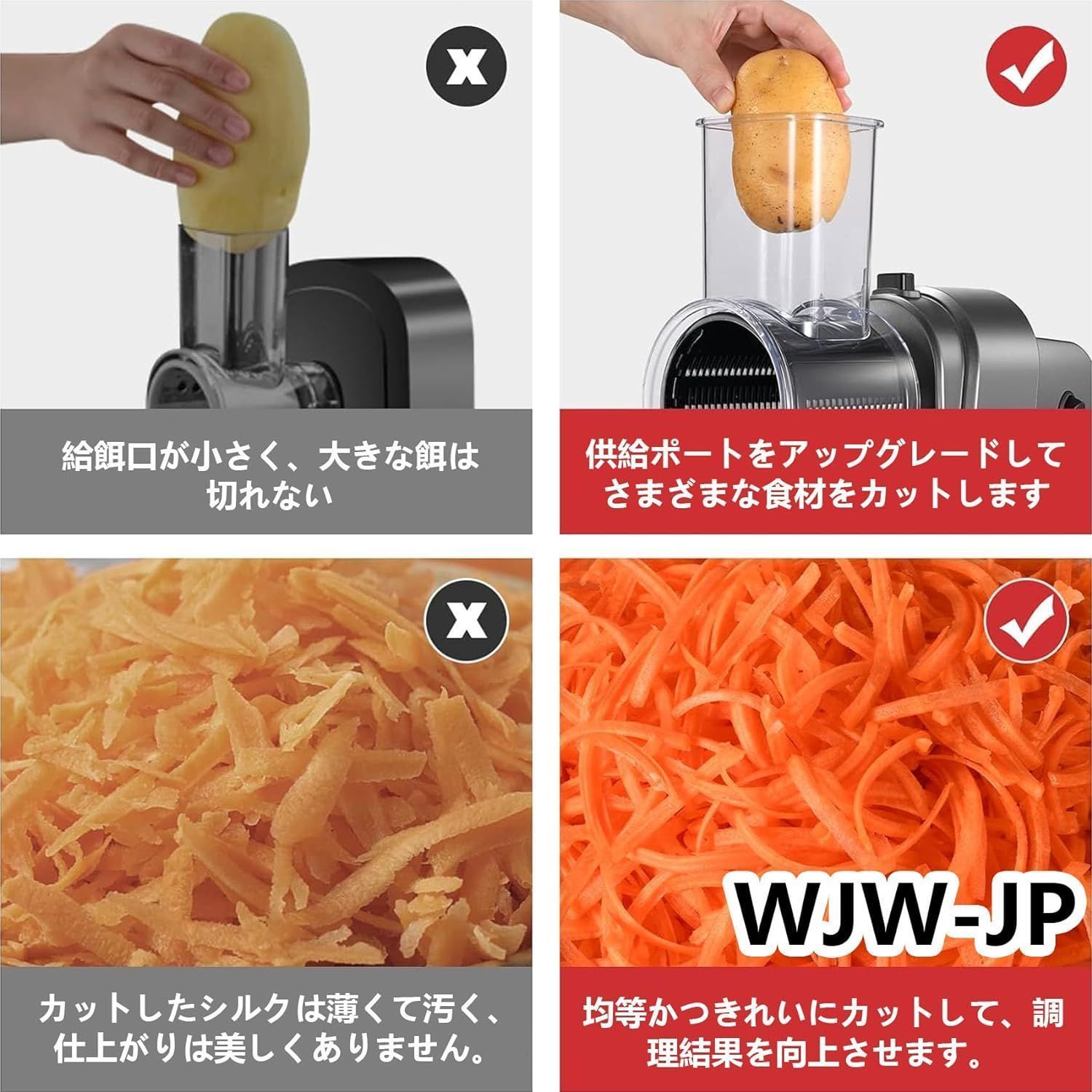 【新生活応援】電動野菜スライサー 野菜サラダメーカー スライサー セット 5種類替刃 ステンレス 千切り 細切り 操作簡単 野菜 カッター 刻む 簡単 時短 きゅうり 人参 玉ねぎ チーズおろし コールスロー 家庭用 業務用