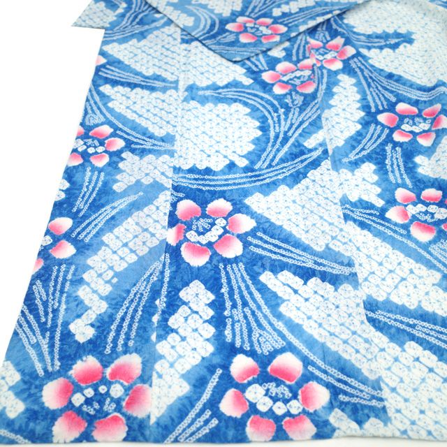 レディース浴衣 有松絞り 丈152 裄62 有松鳴海絞り 唐草 綿 身丈