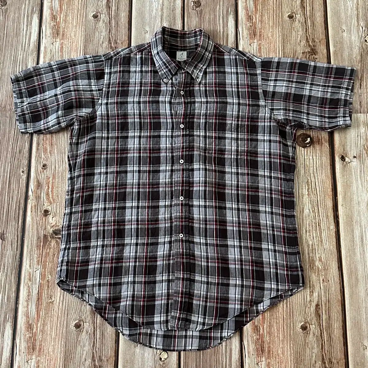 ANATOMICA ANATOMICA アナトミカ B D チェック リネン 半袖 シャツ L サイズ