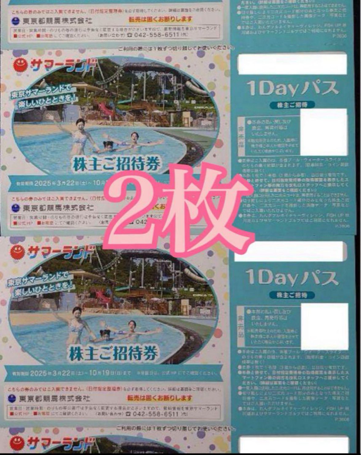 東京サマーランド 1Dayパス（8枚） 東京サマーランド 1Dayパス 8枚セット - メルカリ