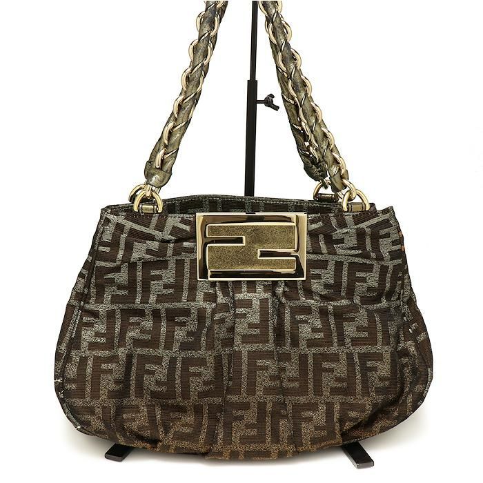 フェンディ ミア チェーンハンドバッグ ズッカ柄 ラメ FENDI - おやま