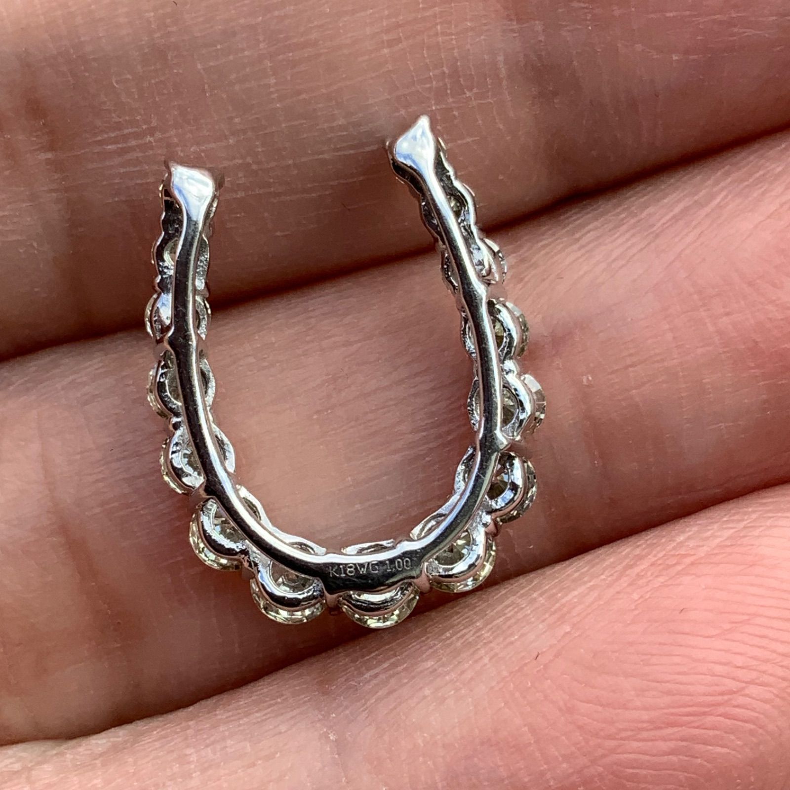 K18WG 馬蹄 ペンダントトップ ダイヤ1ct 1.6g