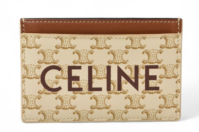 セリーヌ カードケース 名刺入れ CELINE ロゴ トリオンフ TRIOMPHE クリーム ブラウン