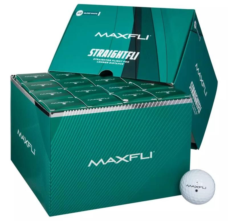 Maxfli マックスフライ 2025 Straightfli ストレートフライ Gloss White Golf Balls ゴルフボール 2025年モデル - 48 Pack 4ダース 48個