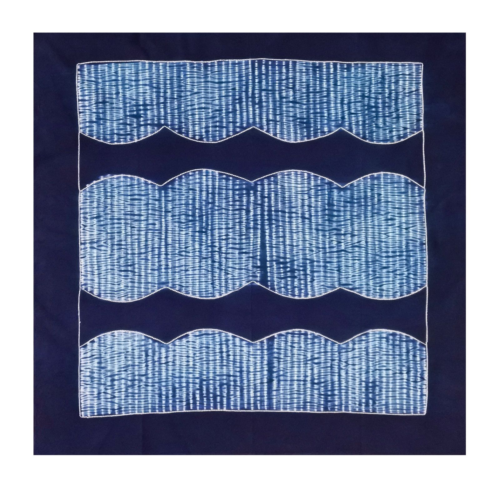 本藍染 手絞り 雲 手染め 手刺繍 風呂敷 雲 マルチクロス 大判