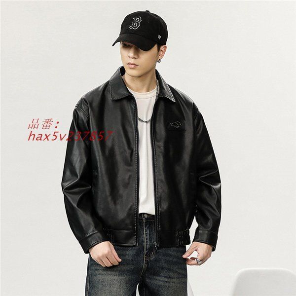 ライダースジャケット メンズ 学園風 バイクジャケット PUレザージャケット 立ち襟 フェイクレザー 男女ペア スリム ライダース 秋 秋服 カップル hax5v237857