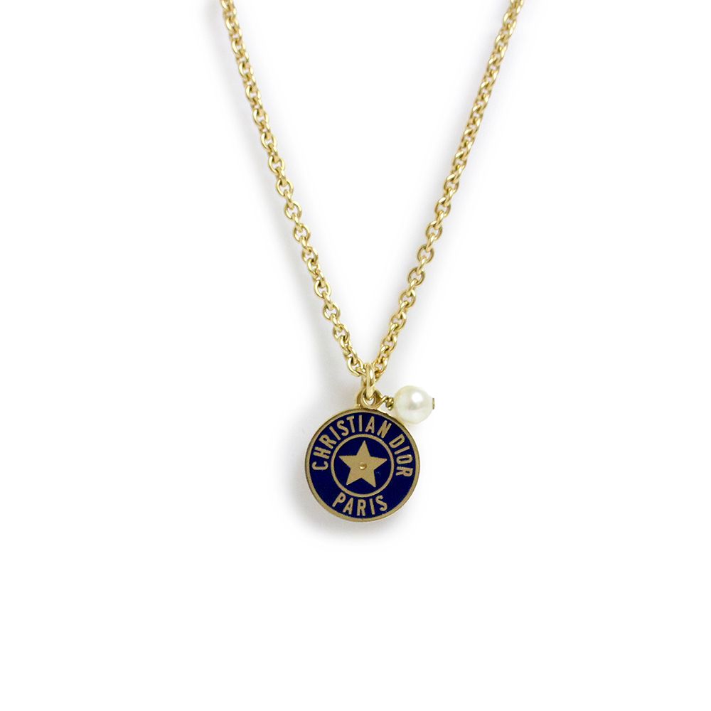 クリスチャンディオール CD Legacy スター ネックレス ゴールドトーンメタル レジンパール ネイビー N1840LEGLQ_D303 Christian Dior