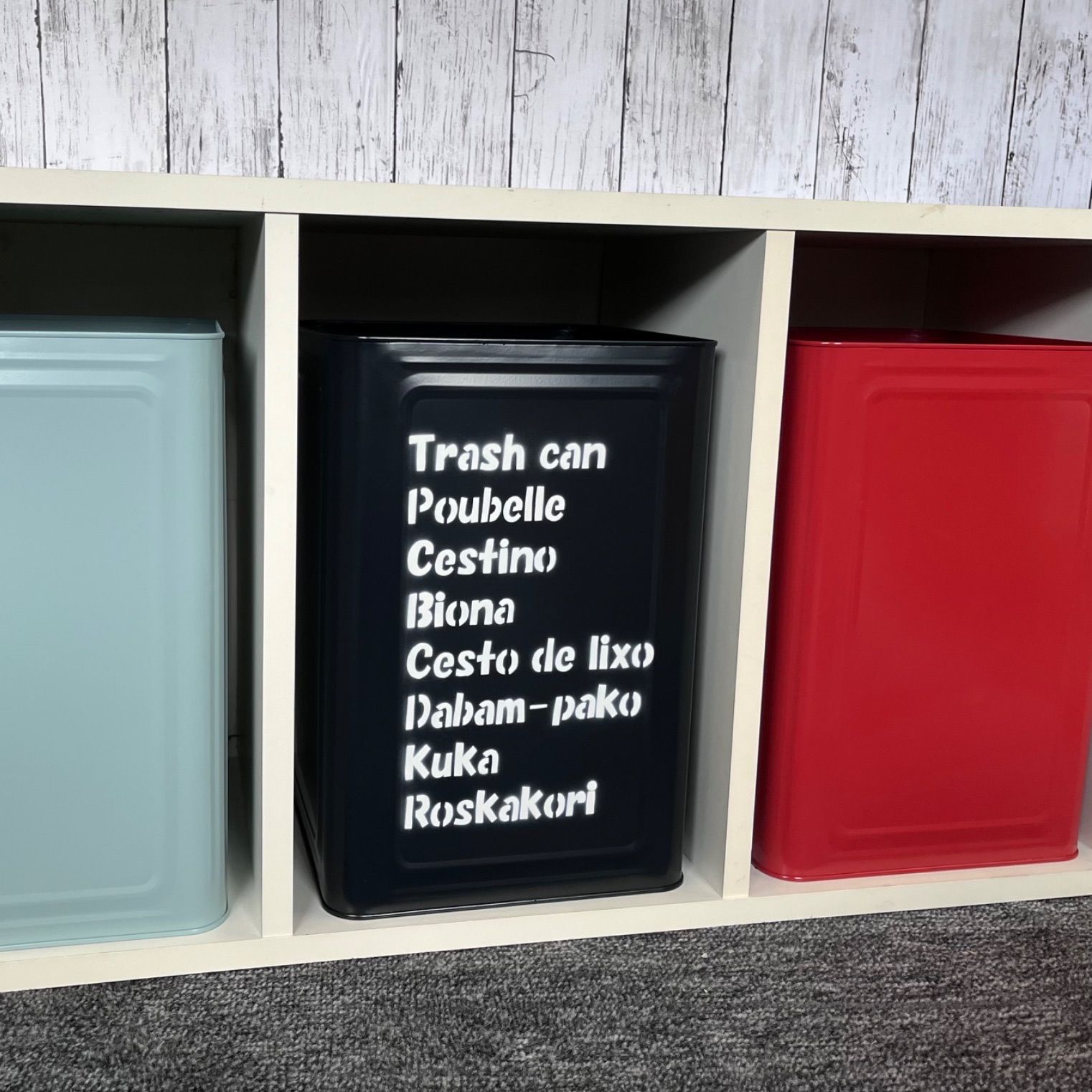 蓋付きリメイク一斗缶（取手付きダークグレー✖️レッド） 収納