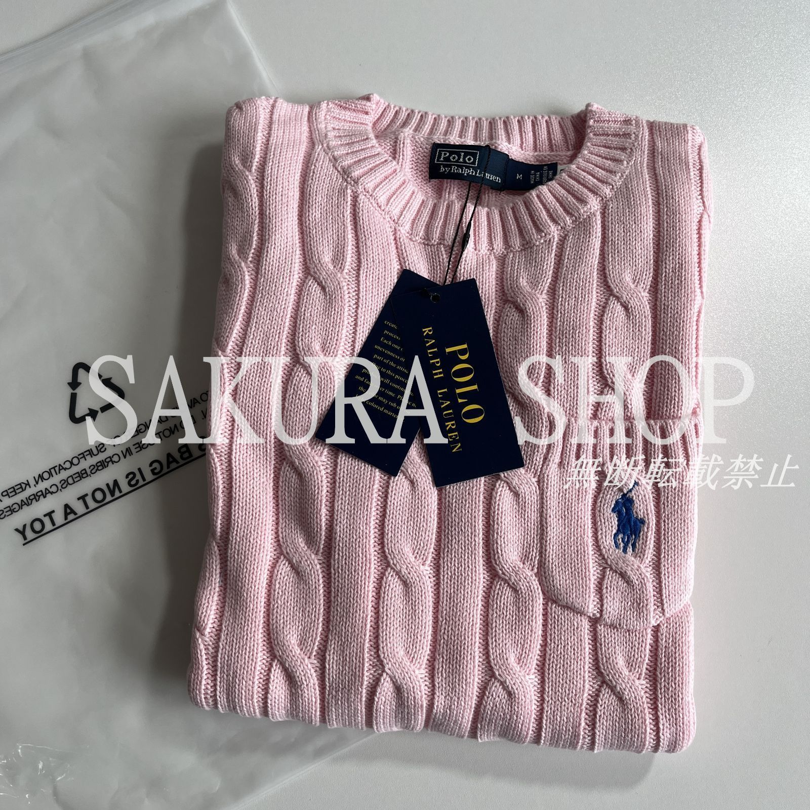 新品未使用】POLO RALPH LAUREN ラルフローレン ケーブルニット 刺繍ロゴ 半袖 セーター サマーニット Tシャツ レディース ピンク  C5540 - メルカリ