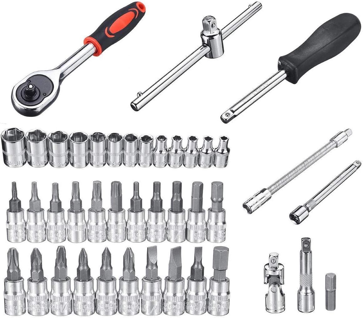 ソケットレンチ セット 46点 六角 サイズ ロング 工具セット 格安 家庭用 バイク diy 車用 日曜大工 安い ラチェットレンチ thumbnail 6