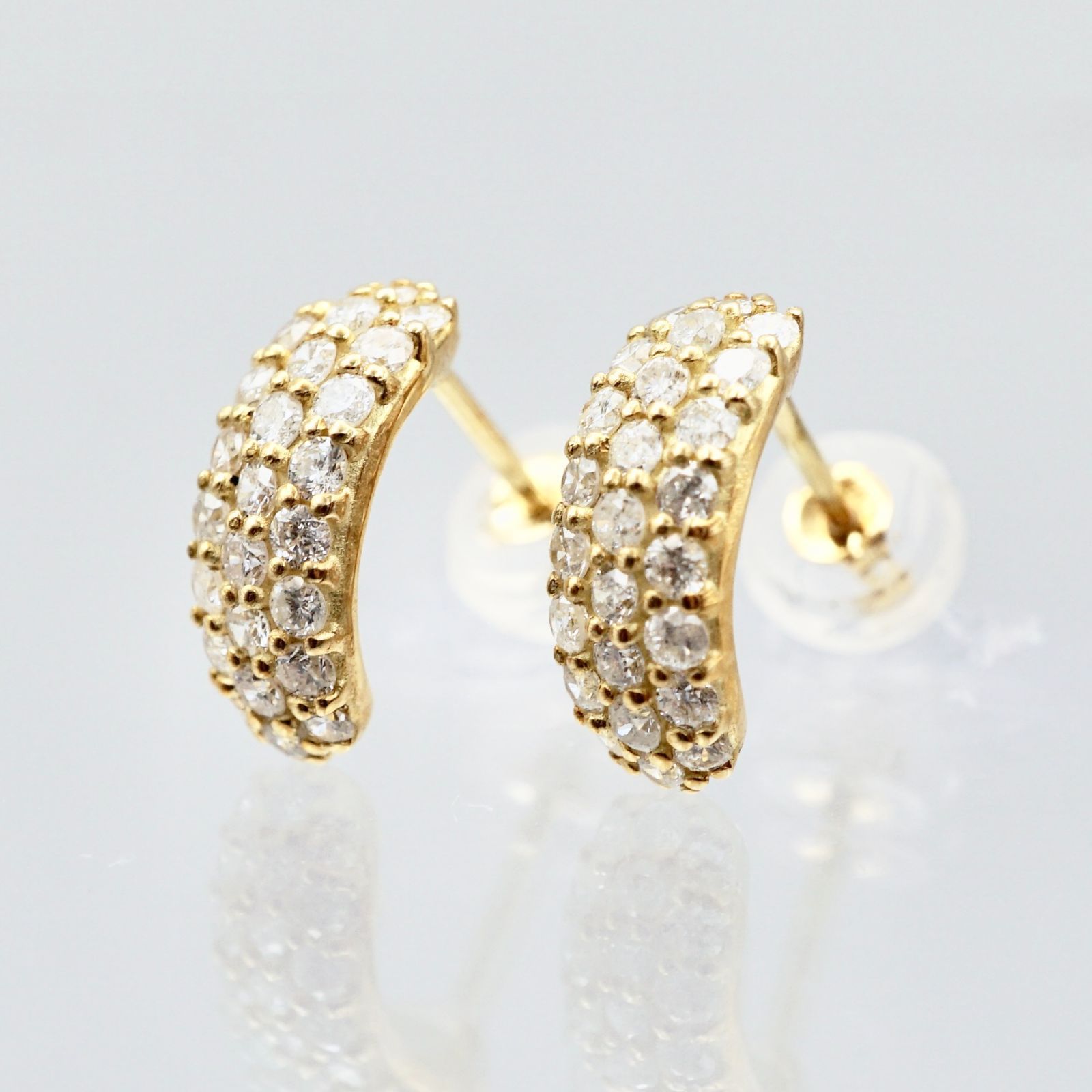 K18 ダイヤ 0.60ct パヴェ ピアス 18金 イエローゴールド 片耳