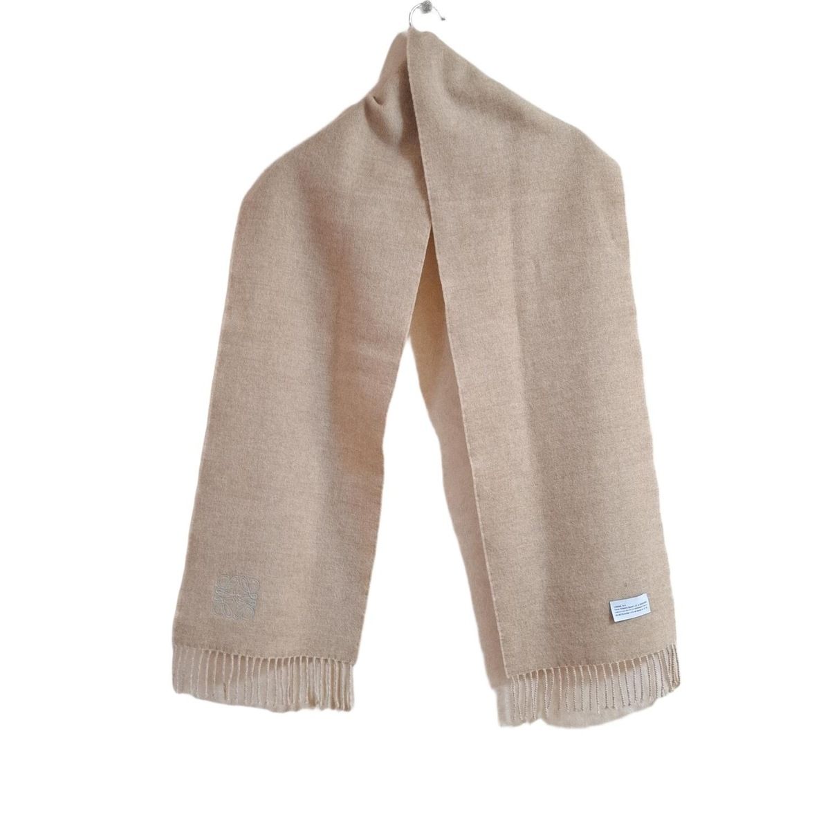 LOEWE バイカラー ウール＆カシミヤ アナグラム マフラー アイボリー