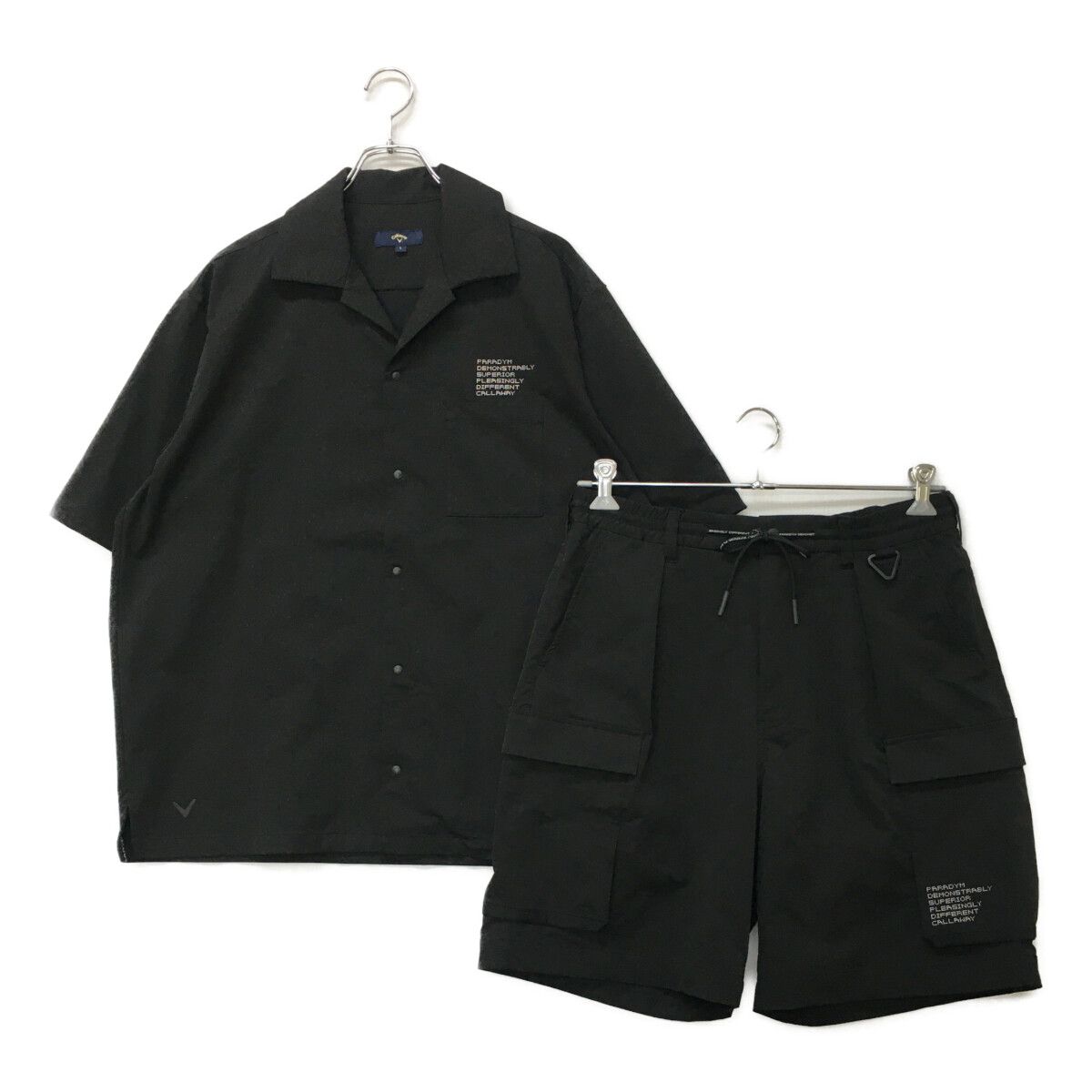 メンズ キャロウェイ Callaway セットアップ L 黒 ブラック 半袖シャツ