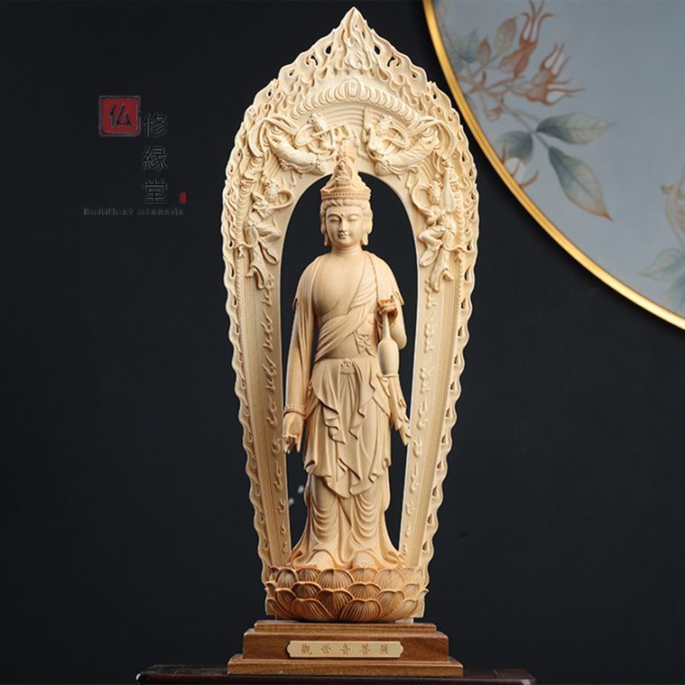 【修縁堂】最高級 木彫り 仏像 阿弥陀三尊立像 彫刻 一刀彫 天然木檜材 修縁堂】最高級 木彫仏像 阿弥陀三尊立像 彫刻 一刀彫 天然木檜