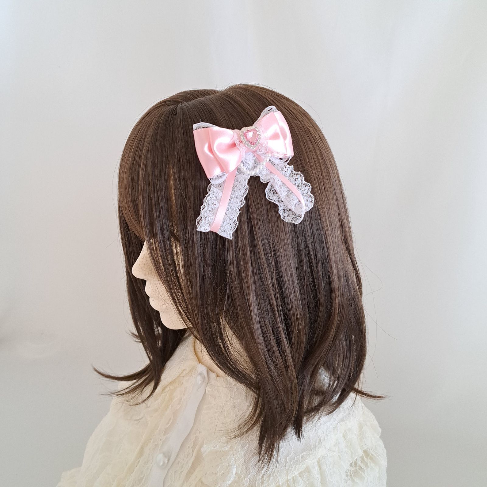 SALE♡handmade♡♡ふわふわリボンツインクリップ くすみピンク ダブルリボン ピンク ♡ リボン ヘアクリップ 量産型 地雷 ゆめ