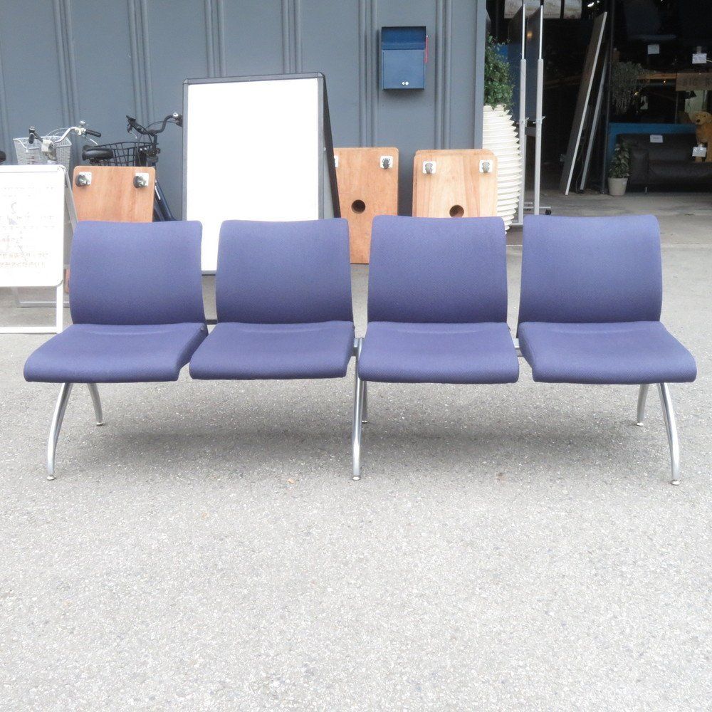 okamura オカムラ 4人用ベンチ LB221Z FC79 ネイビー ロビーチェア ソファ ベンチ 椅子 待合室 サロン 病院 EG18437 オフィス家具