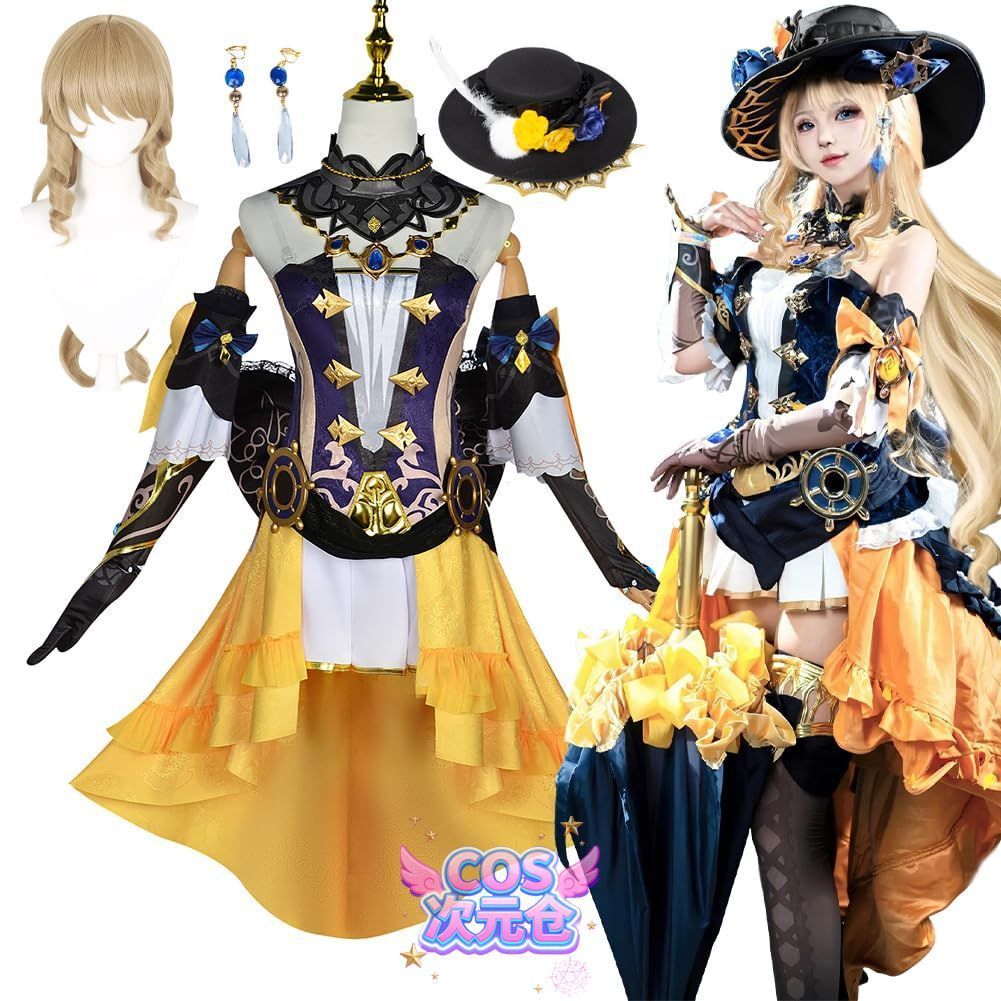 ナヴィア 衣装 ウイッグ Sieberg 原神 ナヴィア コスプレ衣装 棘薔薇の会 コスプレ ウィッグ付き フルセット コスチューム クリスマス ハロウィーン 大人用 仮装