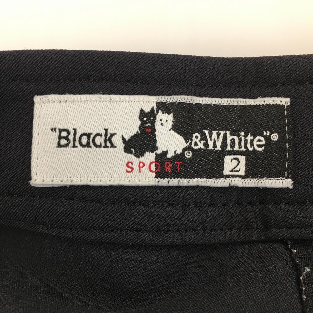 ブラックアンドホワイト スカート 黒 バックロゴ ロゴ上糸引き