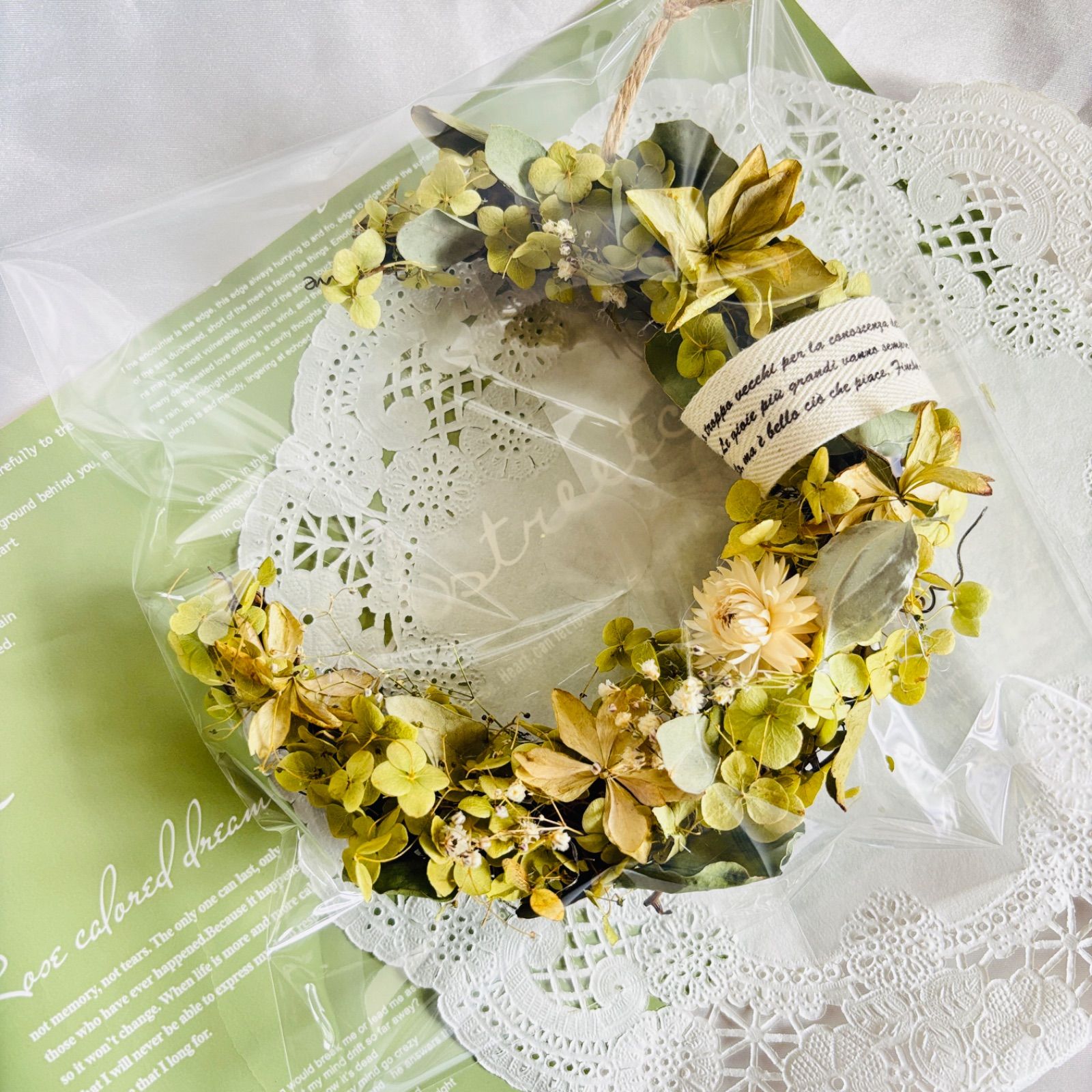 ＊Natural＊アナベルのイエローリース☆ドライフラワーリース Natural＊アナベルのイエローリース☆ドライフラワーリース
