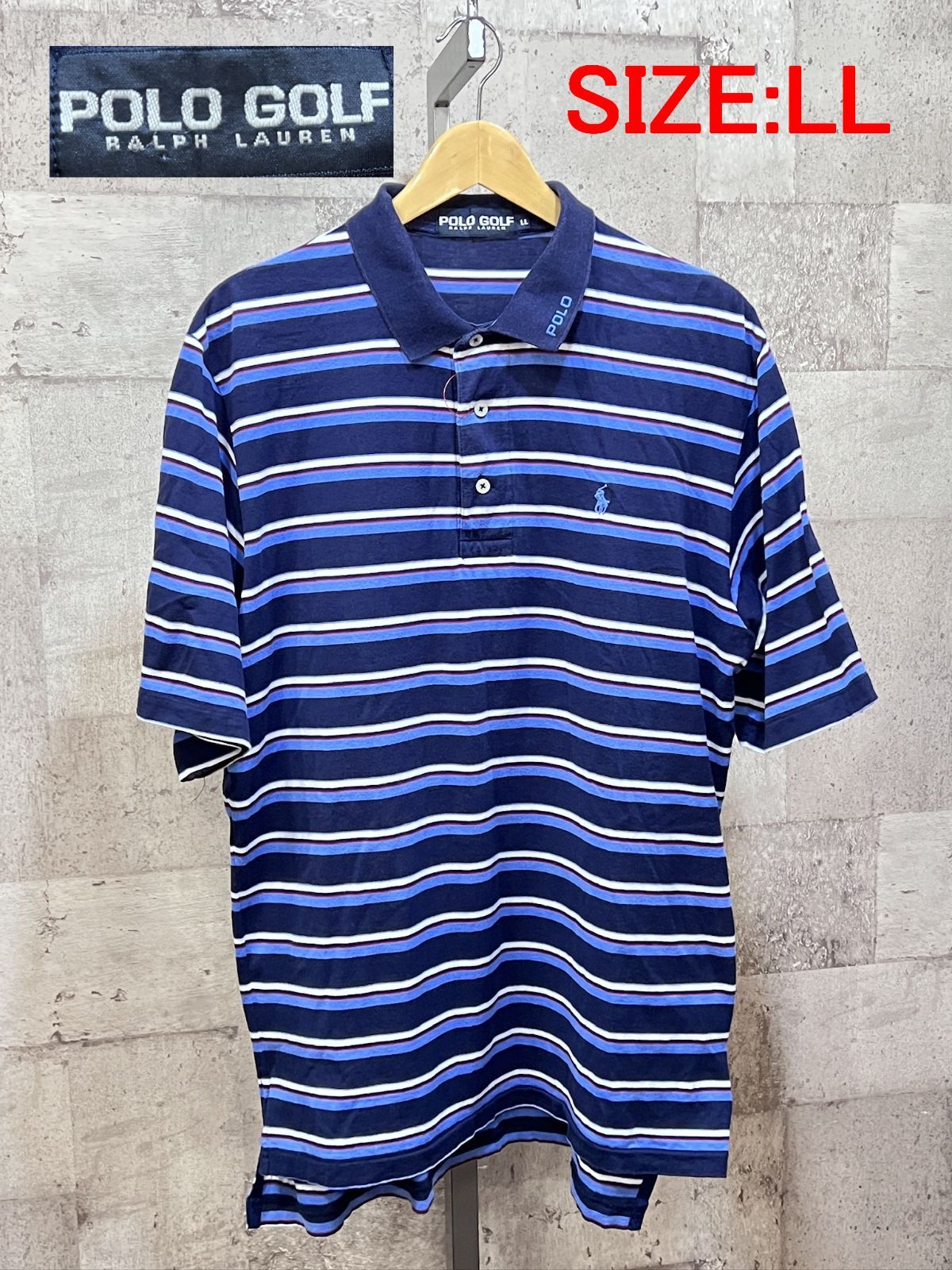 ポロゴルフ 正規品 ボーダー ポロシャツ LL POLO GOLF ラルフローレン 