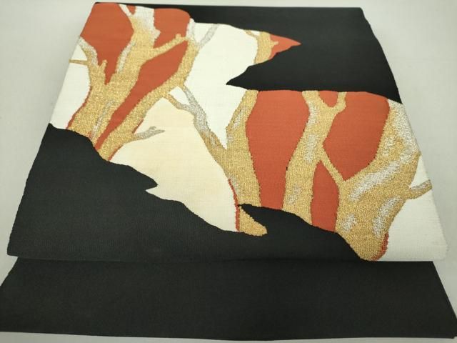 平和屋着物○爪掻き本綴れ 八寸名古屋帯 花丸文 金糸 正絹