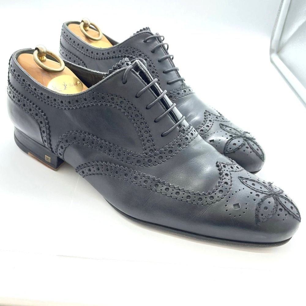 ルイヴィトン【26.5】パンチングレザー 革靴 ロゴ プレーントゥ LOUIS VUITTON ルイ・ヴィトン レザーシューズ 革靴 サイズ8 1/2