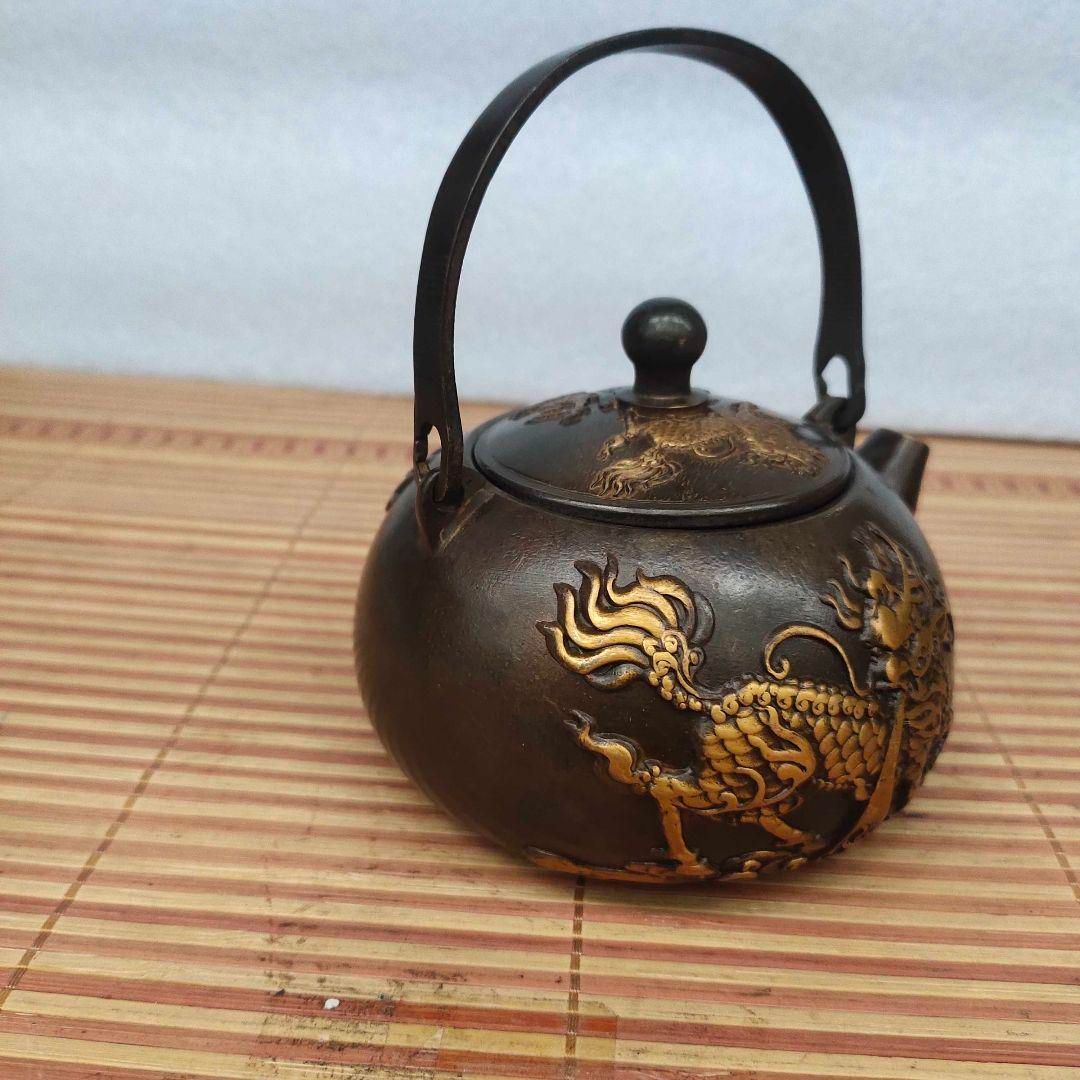 銅器 銅壺 麒麟茶壺 提梁壺 煎茶器 茶道具 装飾品 工芸品 置物