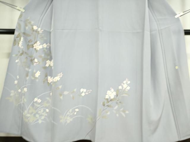 平和屋着物▽訪問着　単衣　草花シルエット　正絹　逸品　DAAS0329az 平和屋着物▽訪問着 単衣 草花シルエット 正絹 逸品 DAAS0329az