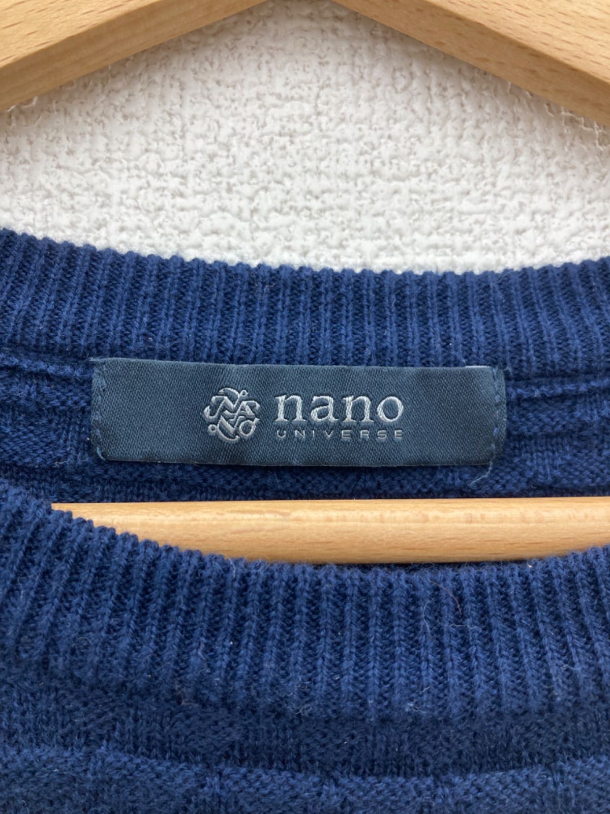 nano universe ナノユニバース メンズ L ブルー 半袖ニット