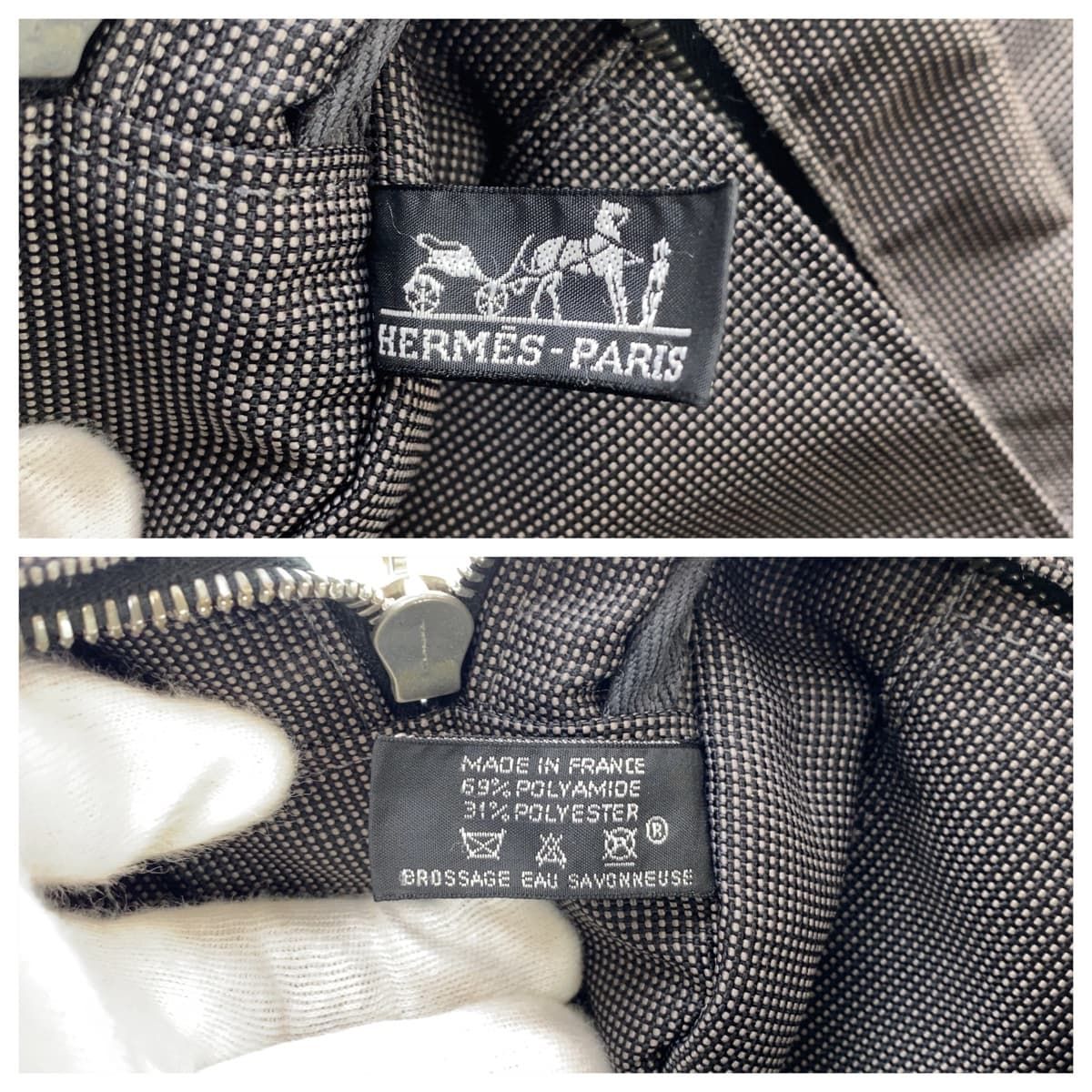 HERMES エルメス エールライントートMM グレー シルバー金具 キャンバス トートバッグ A4収納 男女兼用 メンズ 407067【中古】