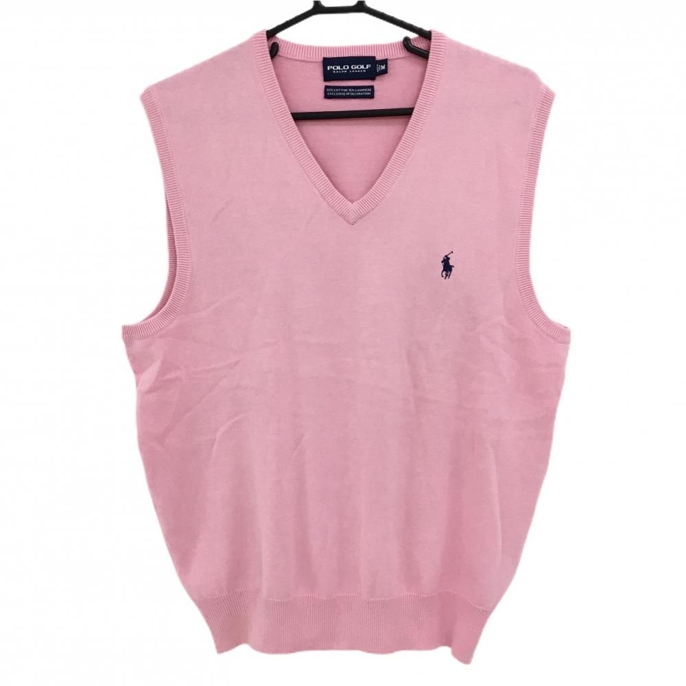 超美品】ポロゴルフ ニットベスト ピンク Vネック ロゴ刺しゅう