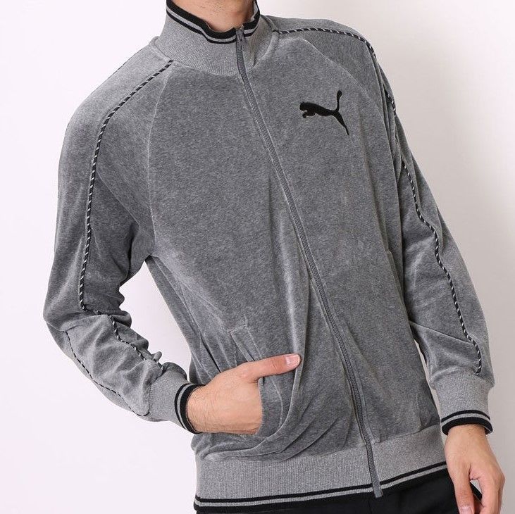 プーマ ベロア スウェット ジャージ 上下セットアップ L メンズ グレー