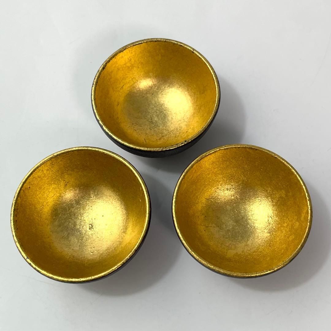そ10 瑞雲作 黒釉 金彩 瓢箪徳利金箔酒器揃い5点セット Japanese Sake set 金彩仕上げ 徳利 お猪口 ぐい呑