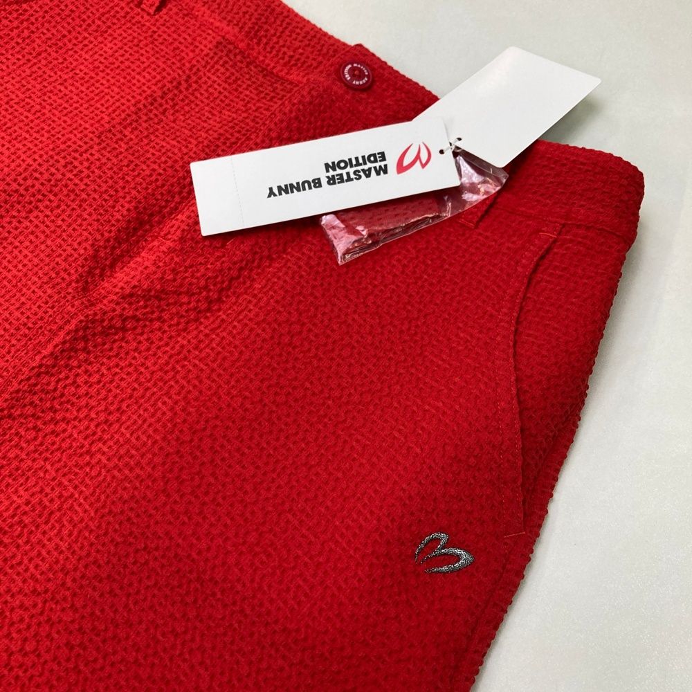 4 マスターバニー パーリーゲイツ取扱 シアサッカー ゴルフパンツ レッド系 サイズ：1 MASTER BUNNY EDITION マスターバニーエディション 2022年