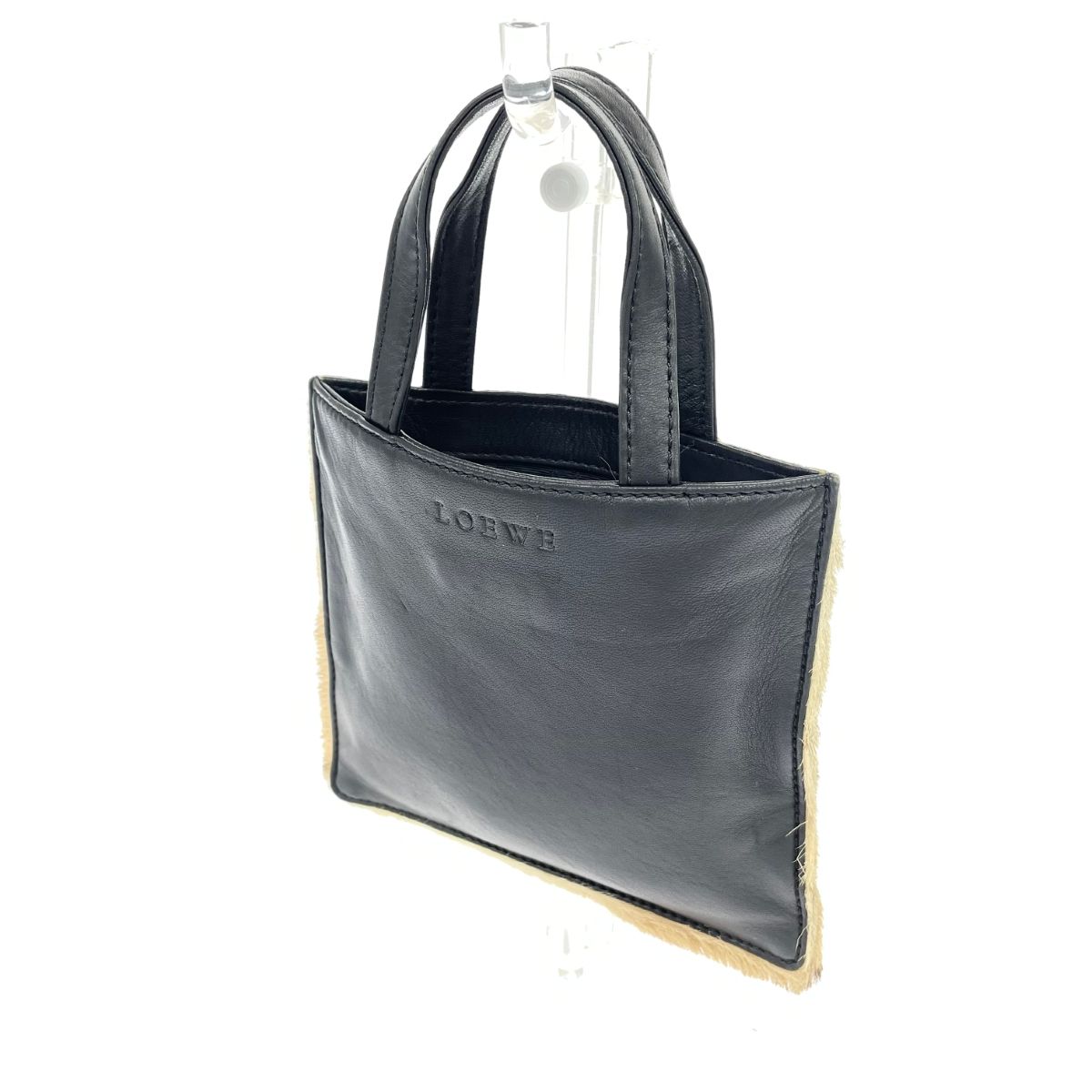 LOEWE ロエベ ミニハンドバッグ レオパード柄 ハラコ ベージュ 