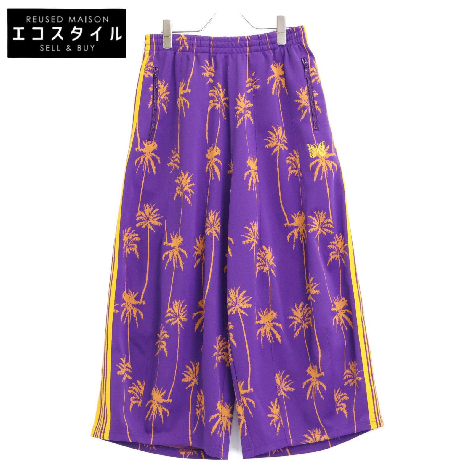 ニードルス　needles トラックパンツ　ヒザデル　紫×グリーン　M needles ニードルズ 【美品】QV1506 Palm Tree ヒザデル