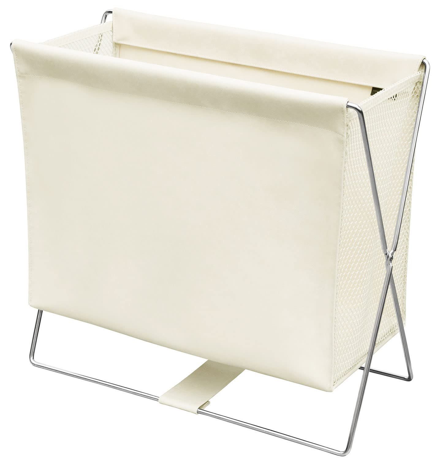 【在庫処分】オフホワイト 約幅43x奥行20x高さ41cm 合皮xメッシュ サイドワゴン R-355 サキ