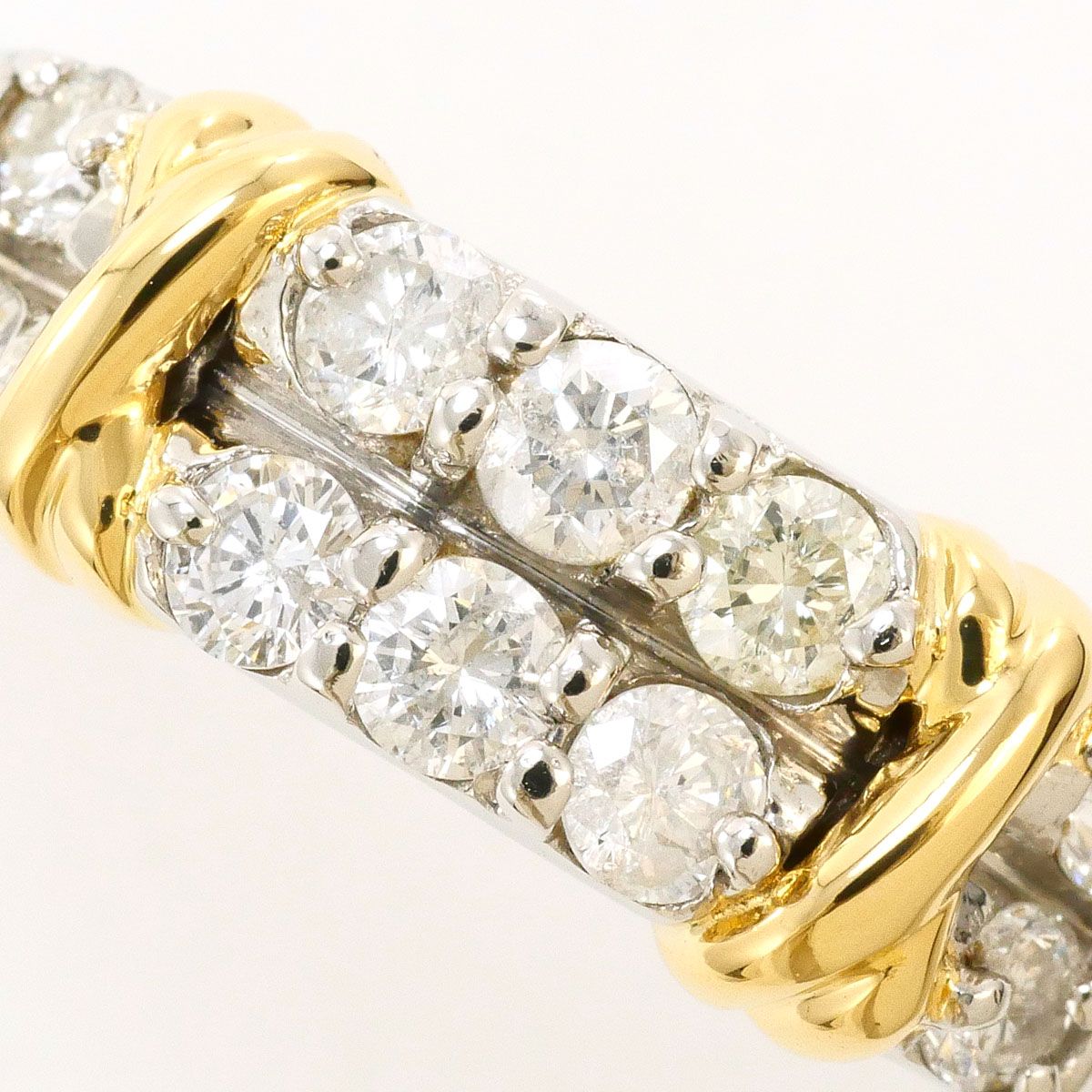 リング 指輪 PT900 プラチナ K18YG 14号 ダイヤ 0.50ct 鑑別書 総重量約4.5g