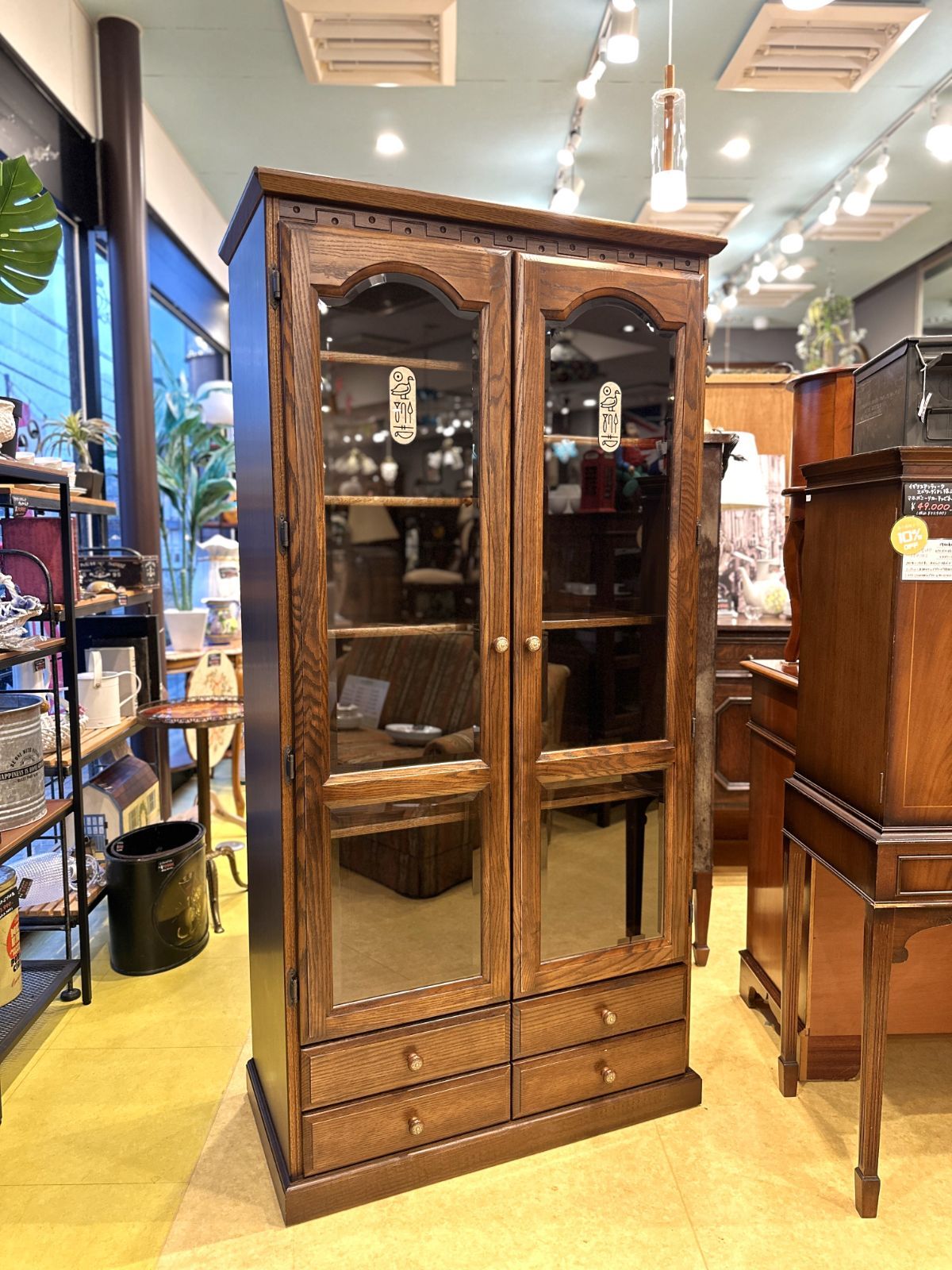 ハイキャビネット ブックケース ヴィンテージ イギリス GIBBS ミッド