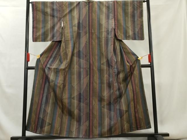 平和屋着物●上質な紬　縞　正絹　逸品　AAAX0202np 平和屋着物○上質な紬 縞 正絹 逸品 AAAX0202np