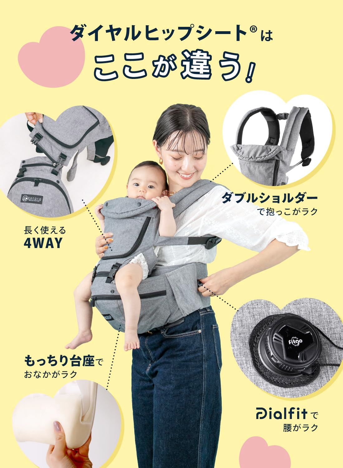 新品未使用】ヒップシート 抱っこ紐 ダイヤルヒップシート 着脱可能な 