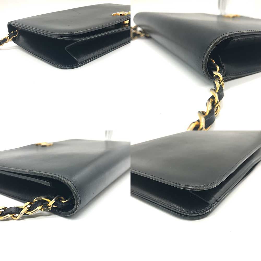 シャネル レザー シングル チェーンショルダー B＋ランク 黒  
