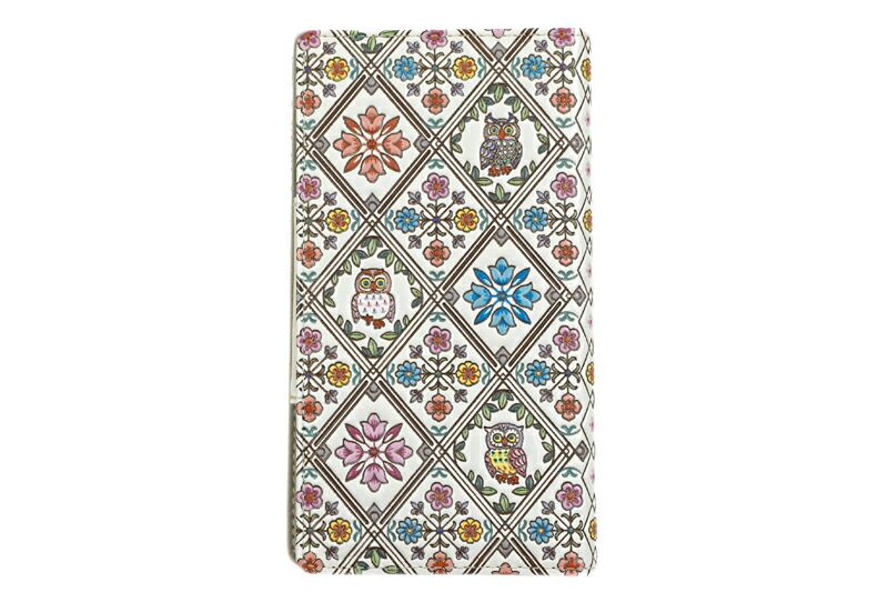 スマホケース スマホカバー 手帳型ケース 手帳型 白地 フクロウ ふくろう 梟 花 サンライズ 革 文庫革 天然皮革 浅草文庫 友禅 No 10 5086