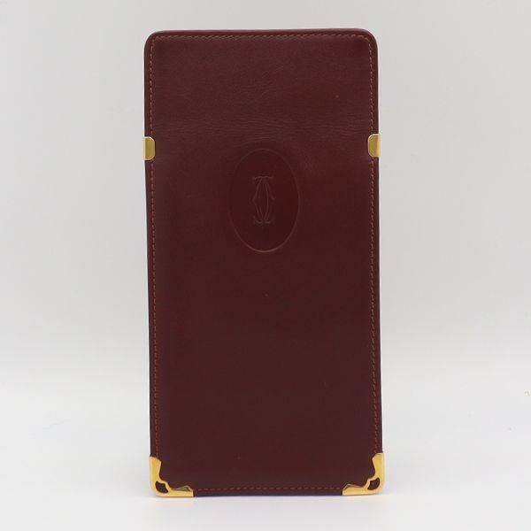 良品 カルティエ メガネケース ゴールド金具 ボルドー 2000000 NSK MTM