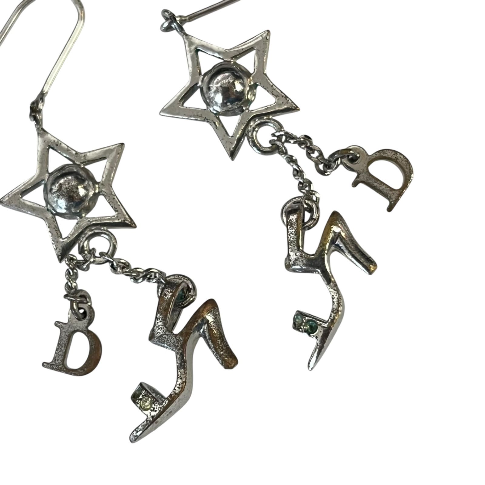 美品✨ クリスチャンディオール ピアス ラインストーン シルバー Christian Dior - クリスチャンディオール Dior リボン ライン