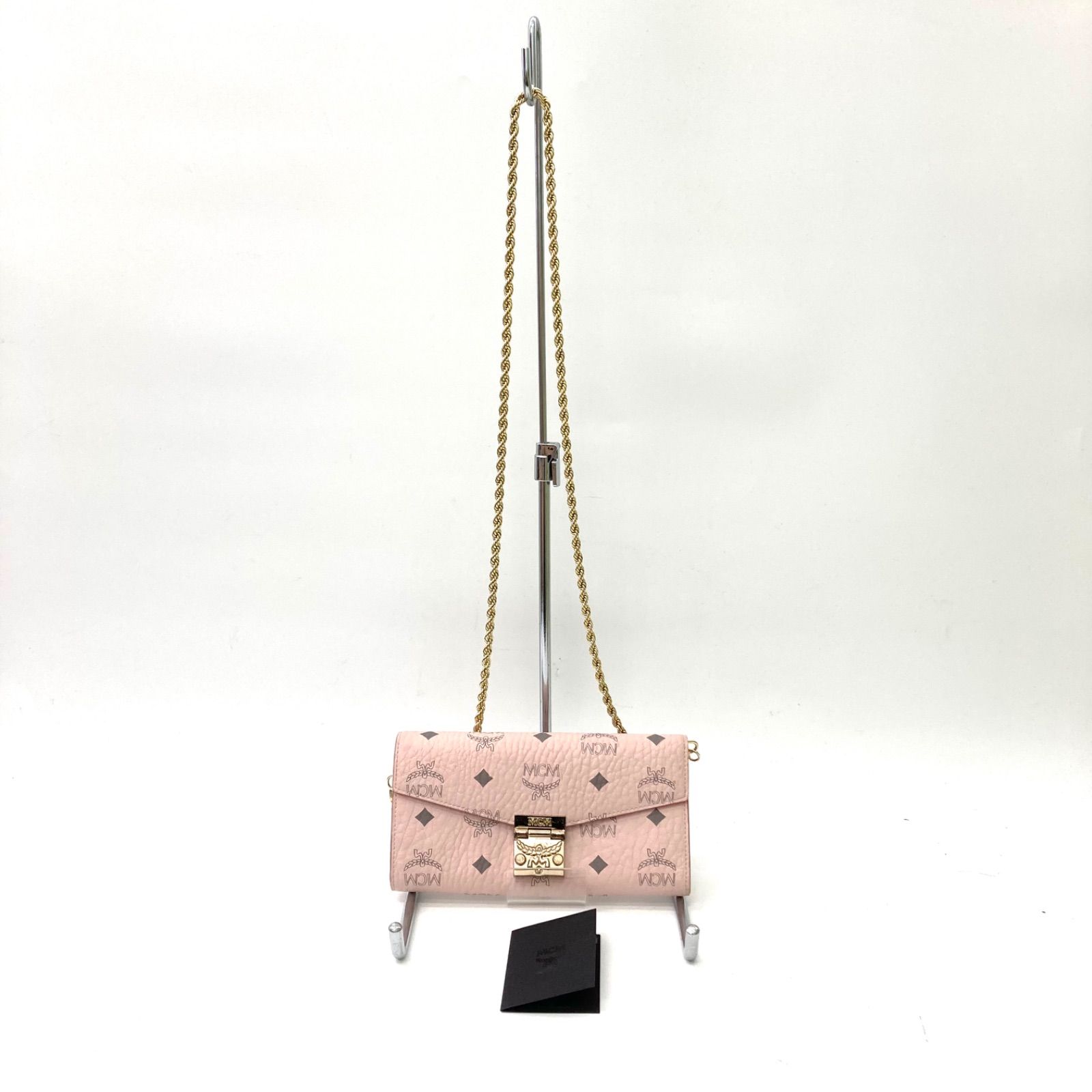 MCM】エムシーエム ショルダー 肩掛け 長財布 ピンク チェーン 