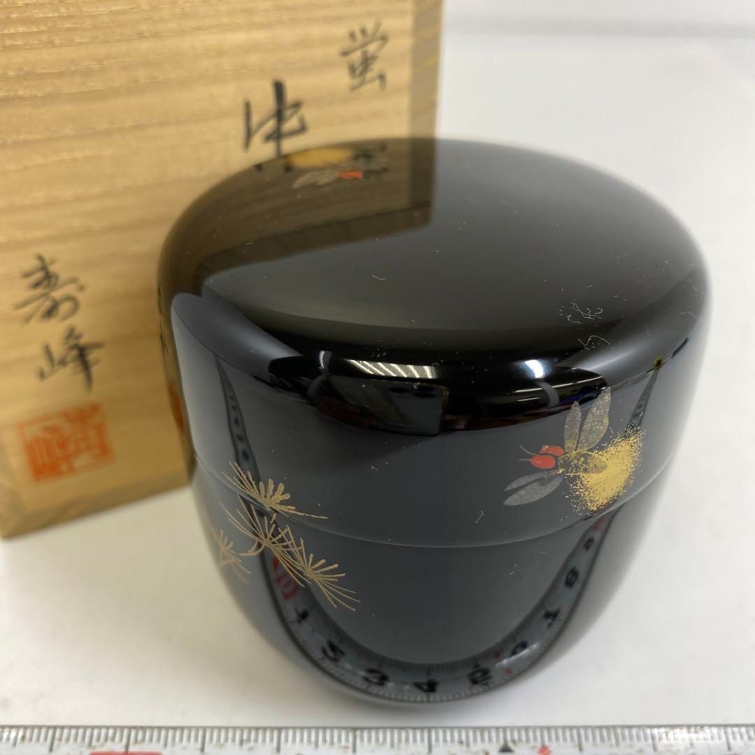 茶3 和田寿峰 蛍蒔絵中棗 共箱 直径6.2㎝ 東里6-1108