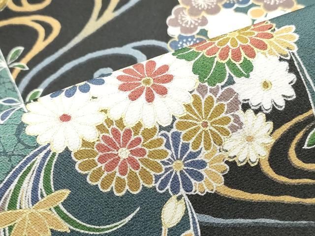 平和屋着物●全通柄九寸名古屋帯　流水花丸間道　金彩　正絹　逸品　未使用　DAAW6992ob 平和屋着物○全通柄九寸名古屋帯 流水花丸間道