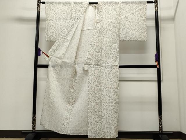 平和屋着物□極上 夏物 お召 夏お召 花唐草紋紗 黒地 逸品 未